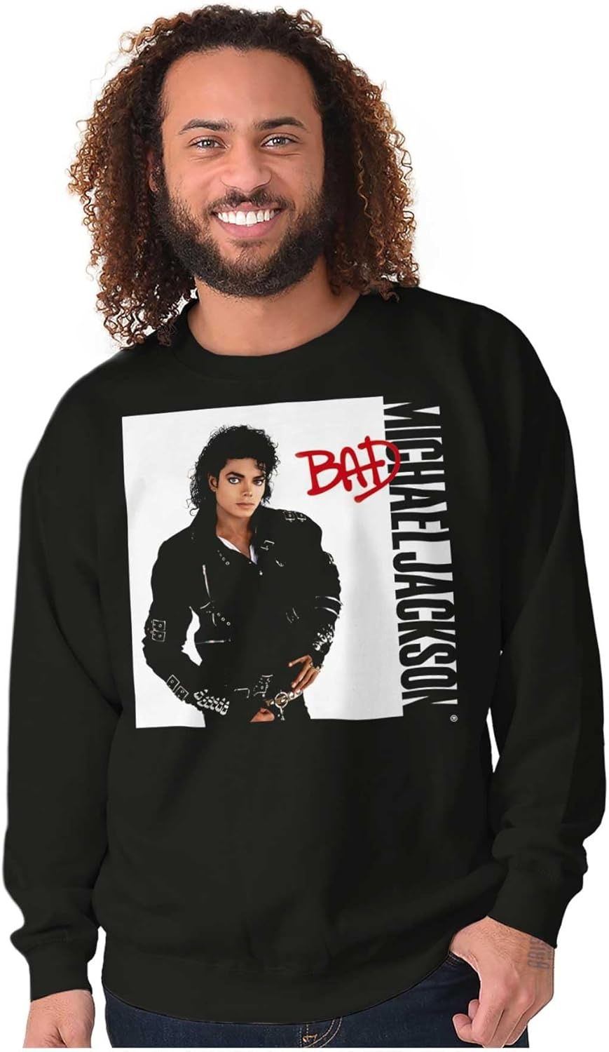 image:imageBrisco Brands Michael Jackson Bad Album Cover Sweatshirt for Men or WomenBlack