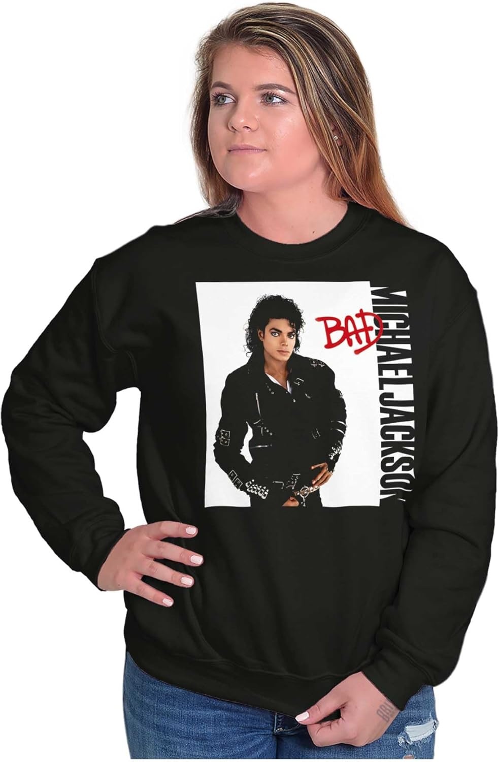 image:imageBrisco Brands Michael Jackson Bad Album Cover Sweatshirt for Men or WomenBlack