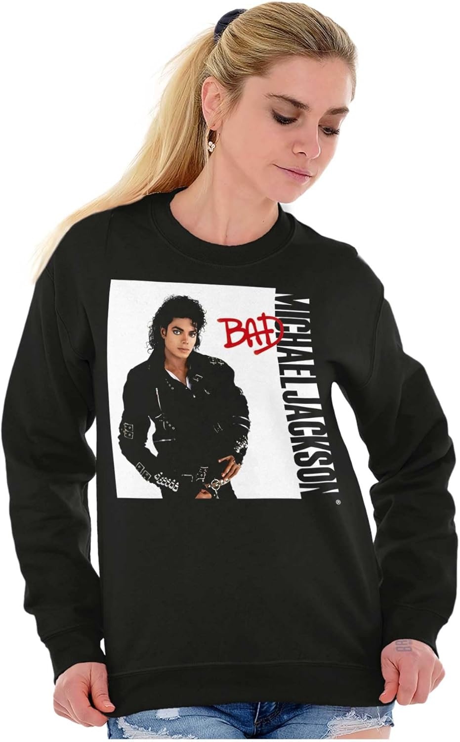 image:imageBrisco Brands Michael Jackson Bad Album Cover Sweatshirt for Men or WomenBlack