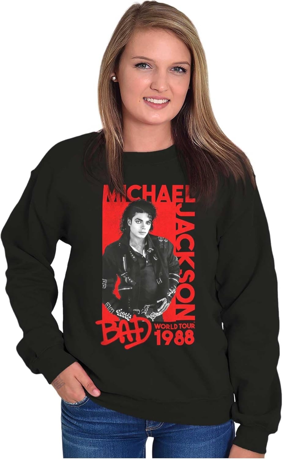 image:imageBrisco Brands Michael Jackson Bad World Tour 1988 Sweatshirt for Men or WomenBlack
