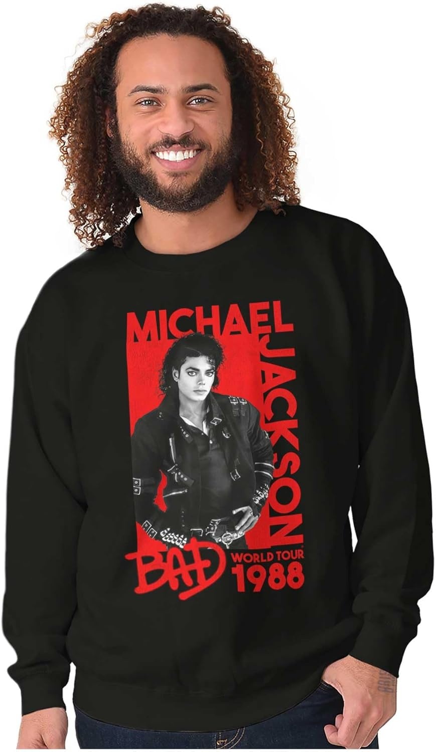 image:imageBrisco Brands Michael Jackson Bad World Tour 1988 Sweatshirt for Men or WomenBlack