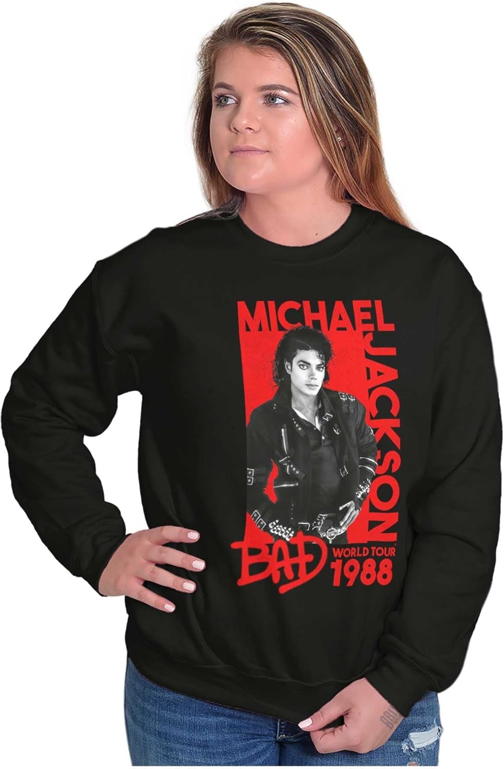 image:imageBrisco Brands Michael Jackson Bad World Tour 1988 Sweatshirt for Men or WomenBlack