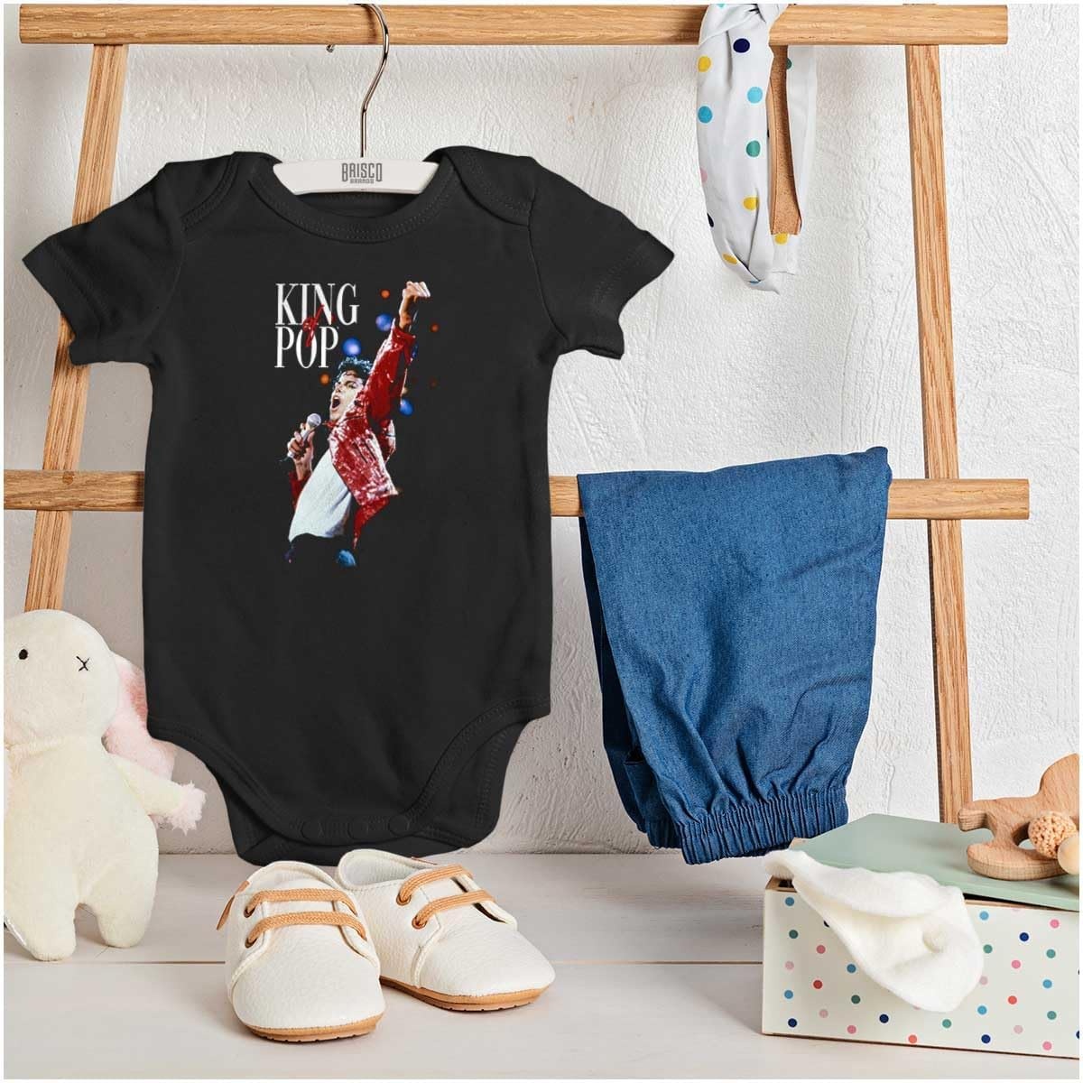 image:imageBrisco Brands Michael Jackson Beat It King o f Pop Baby Romper Boys or GirlsBlack