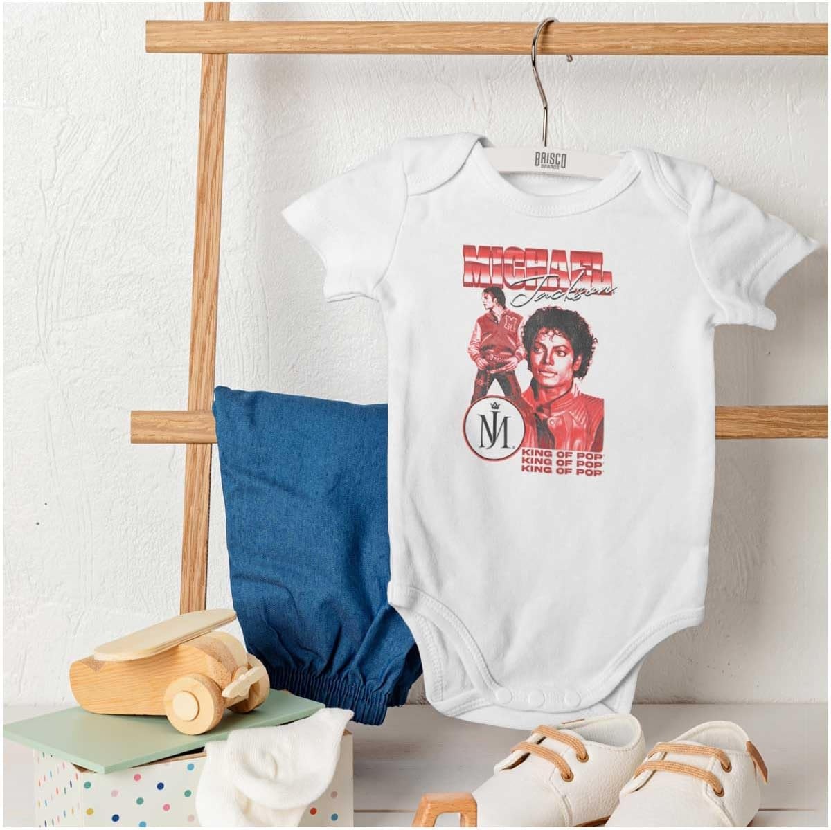 image:imageBrisco Brands Michael Jackson King of Pop Music Baby Romper Boys or GirlsWhite