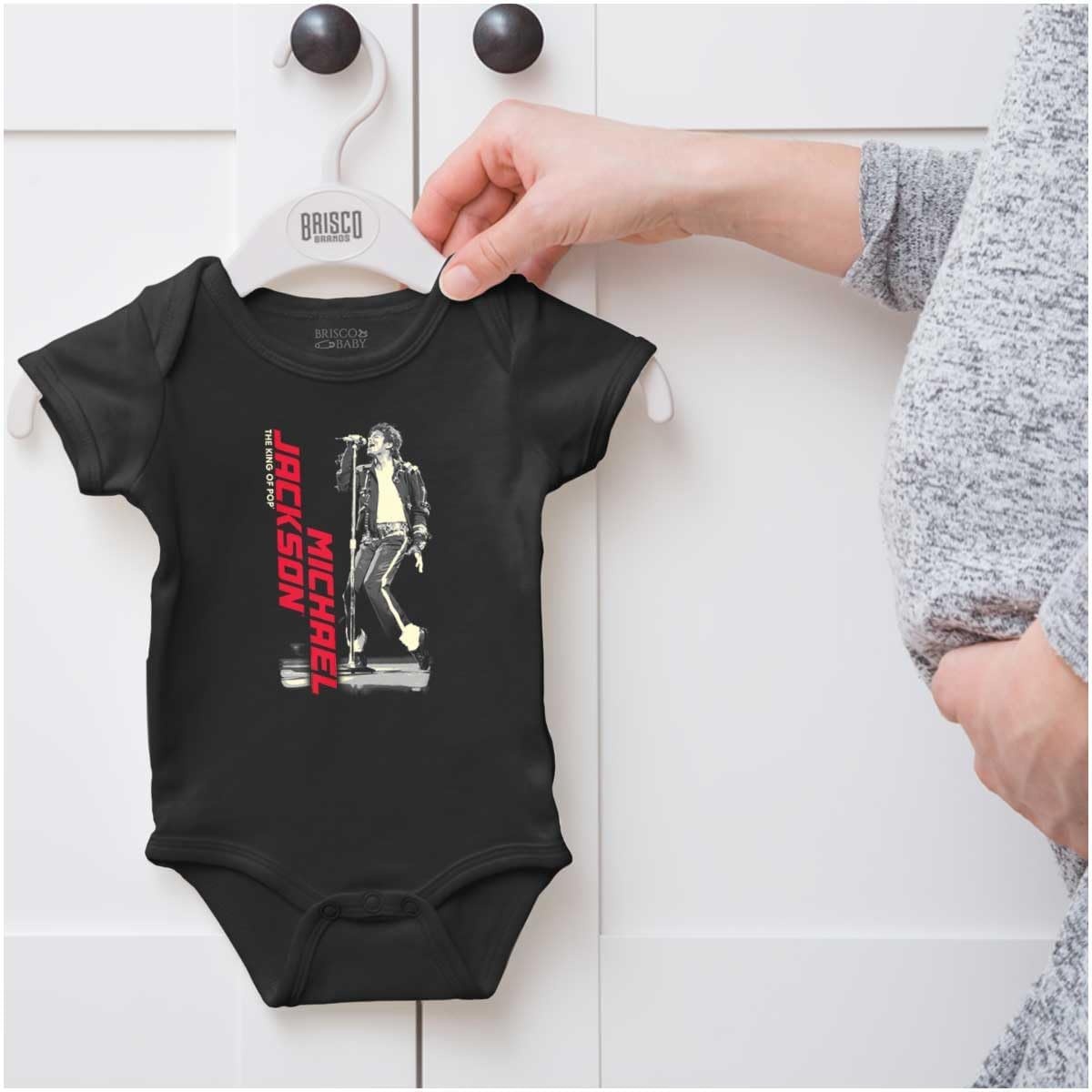 image:imageBrisco Brands Michael Jackson King of Pop Toe Stand Baby Romper Boys or GirlsBlack