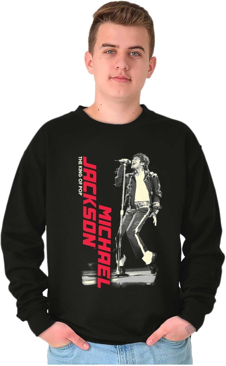 image:imageBrisco Brands Michael Jackson King of Pop Toe Stand Sweatshirt for Men or WomenBlack