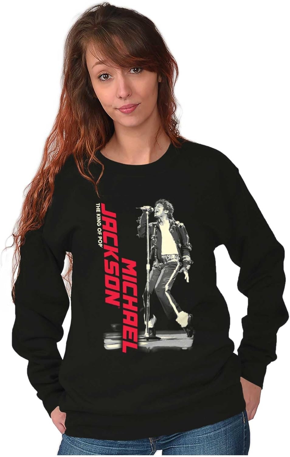 image:imageBrisco Brands Michael Jackson King of Pop Toe Stand Sweatshirt for Men or WomenBlack