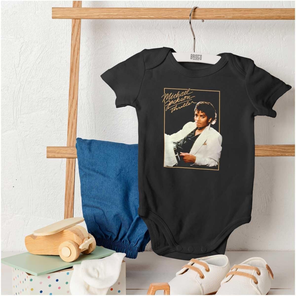 image:imageBrisco Brands Michael Jackson Thriller Album Cover Baby Romper Boys or GirlsBlack