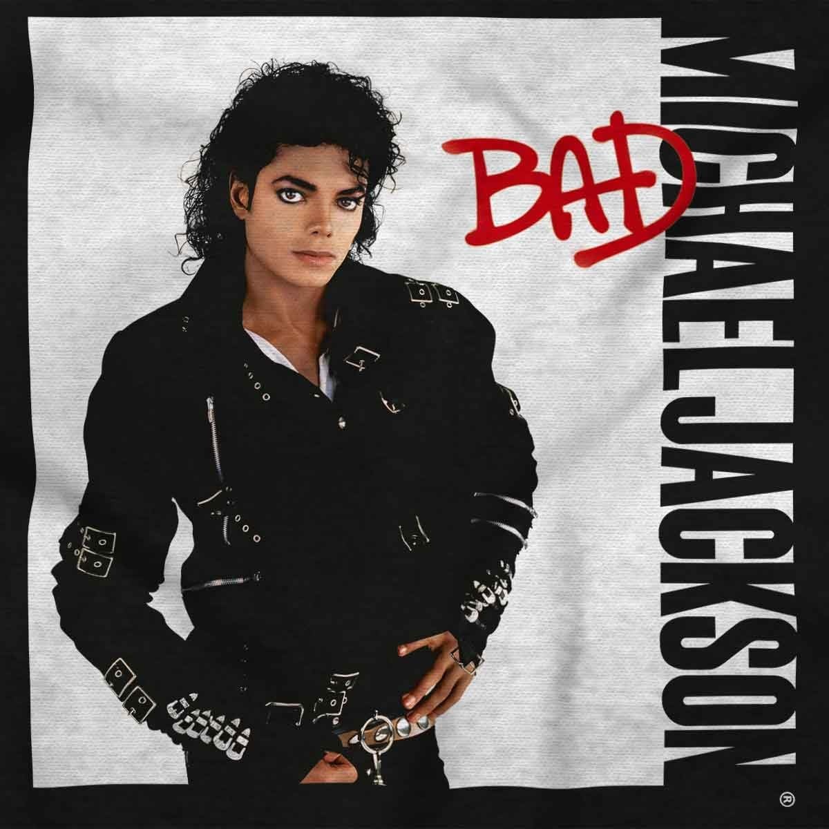 image:imageMichael Jackson Bad Album Cover Womens Slim Fit Graphic TeeBlack