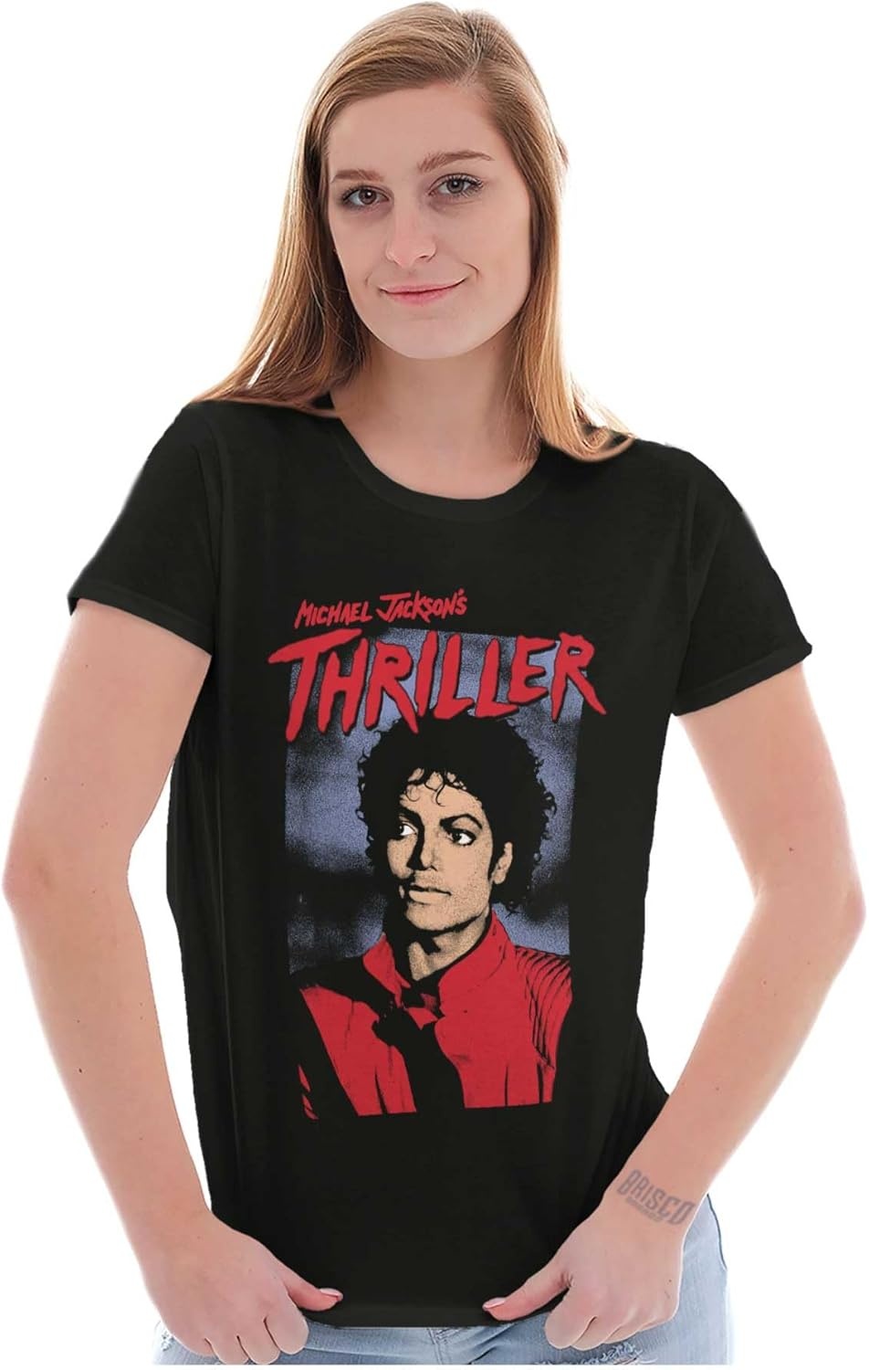 image:imageMichael Jackson King of Pop Thriller Womens Slim Fit Graphic TeeBlack