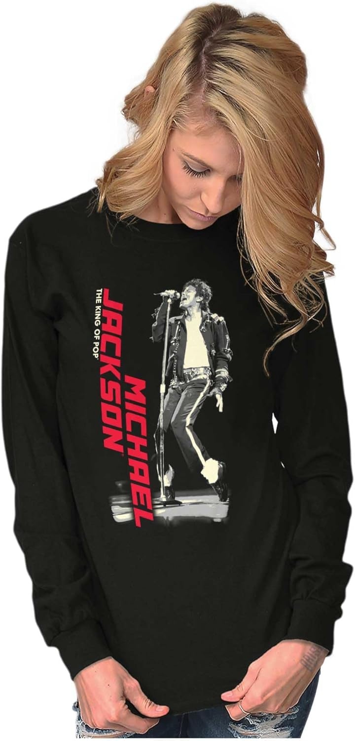 image:imageMichael Jackson King of Pop Toe Stand Long Sleeve Tshirt Men WomenBlack