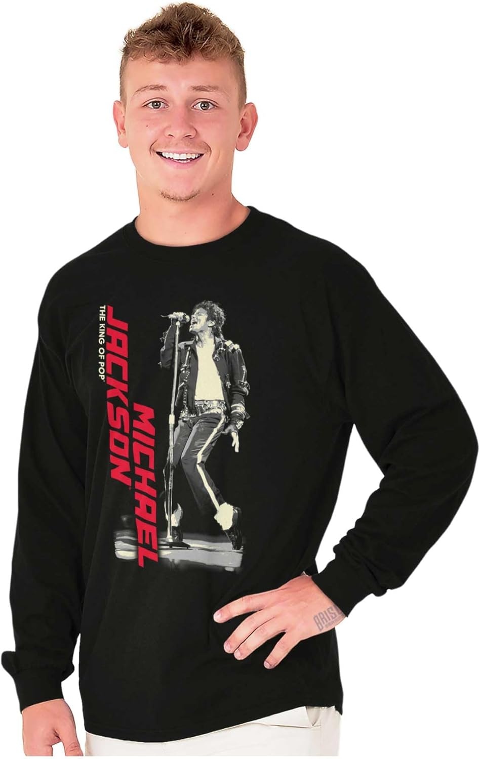 image:imageMichael Jackson King of Pop Toe Stand Long Sleeve Tshirt Men WomenBlack