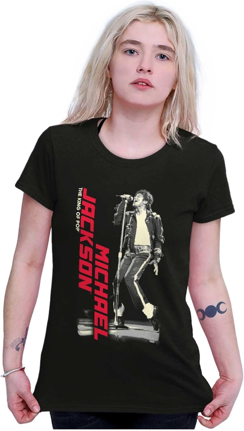 image:imageMichael Jackson King of Pop Toe Stand Womens Slim Fit Graphic TeeBlack