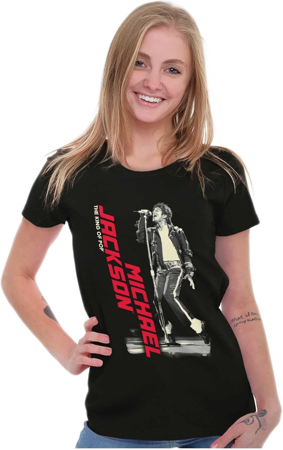 image:imageMichael Jackson King of Pop Toe Stand Womens Slim Fit Graphic TeeBlack