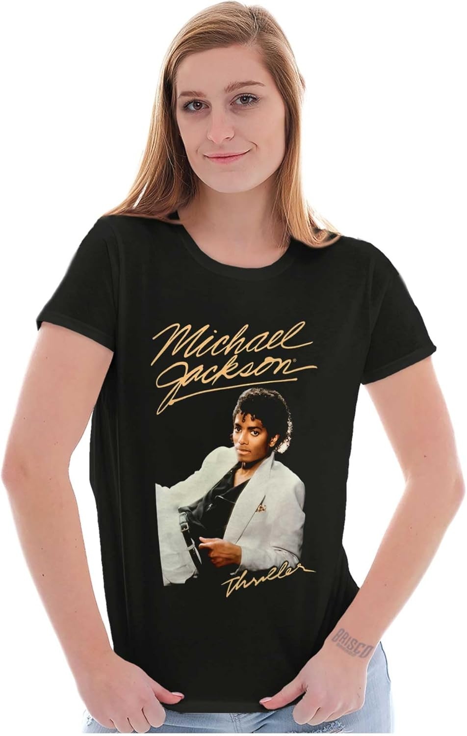 image:imageMichael Jackson MJ Thriller Album Womens Slim Fit Graphic TeeBlack