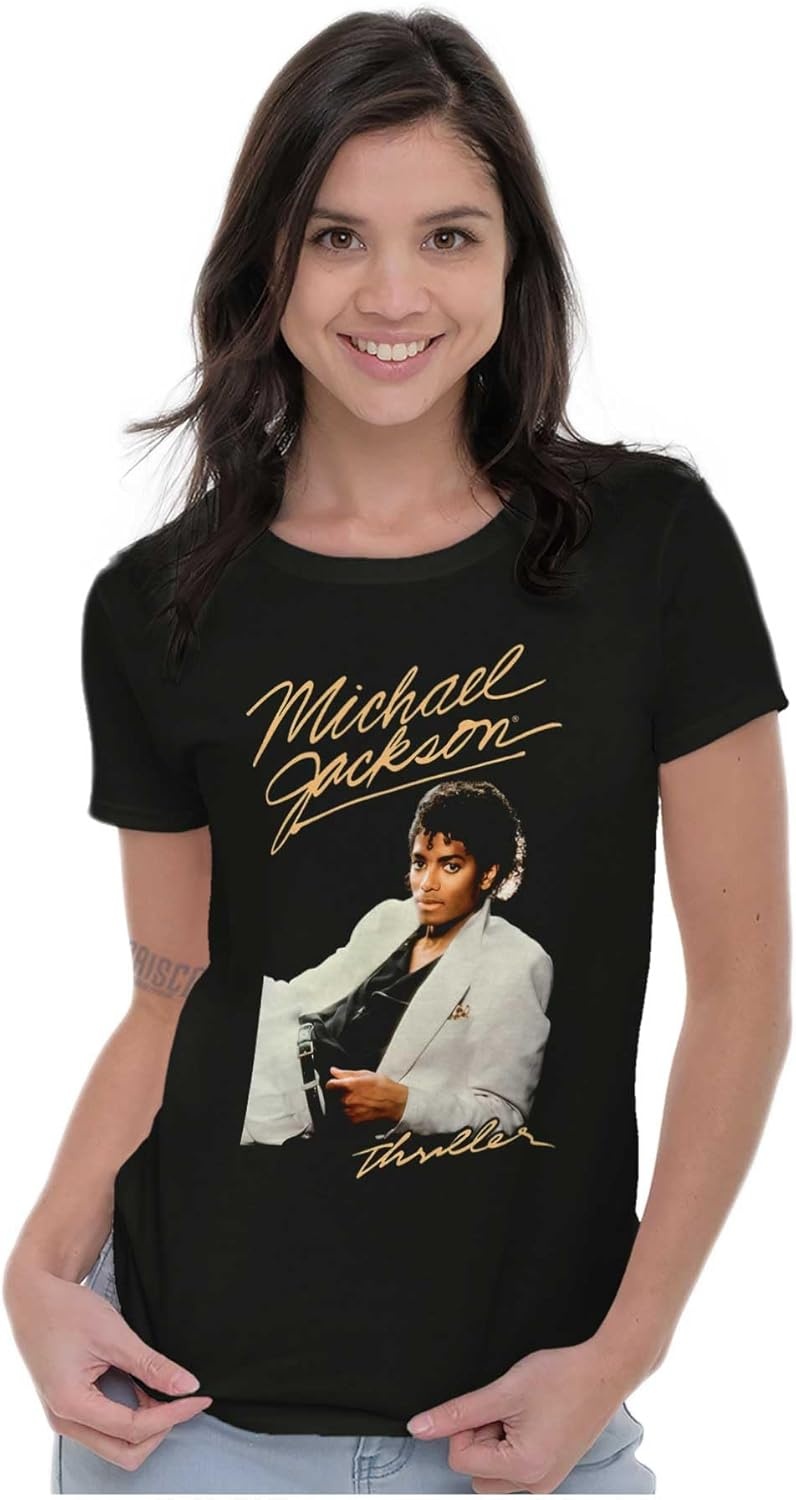 image:imageMichael Jackson MJ Thriller Album Womens Slim Fit Graphic TeeBlack
