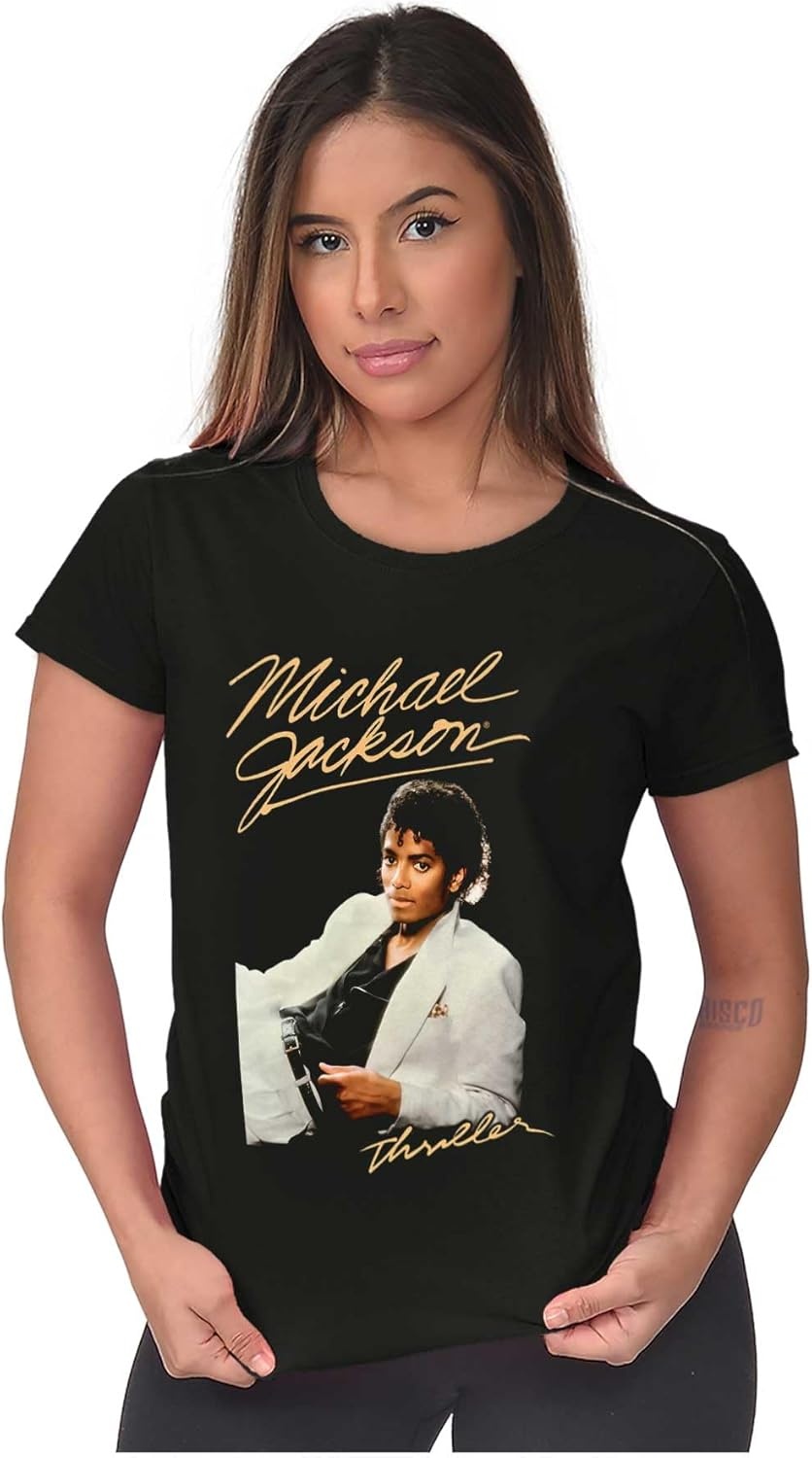 image:imageMichael Jackson MJ Thriller Album Womens Slim Fit Graphic TeeBlack