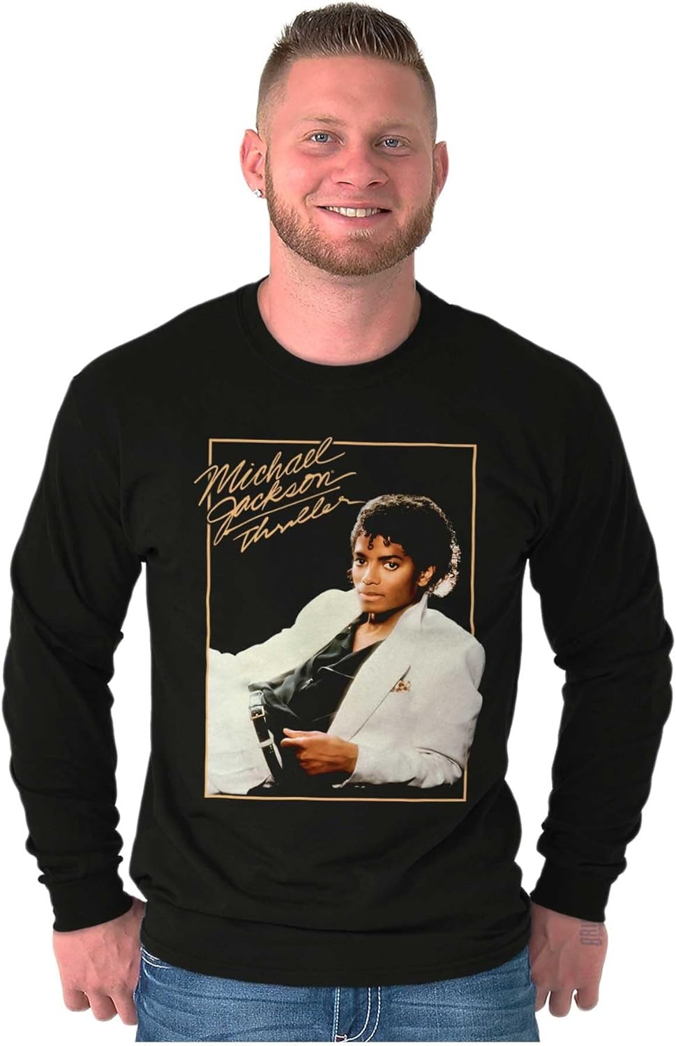 image:imageMichael Jackson Thriller Album Cover Long Sleeve Tshirt Men WomenBlack