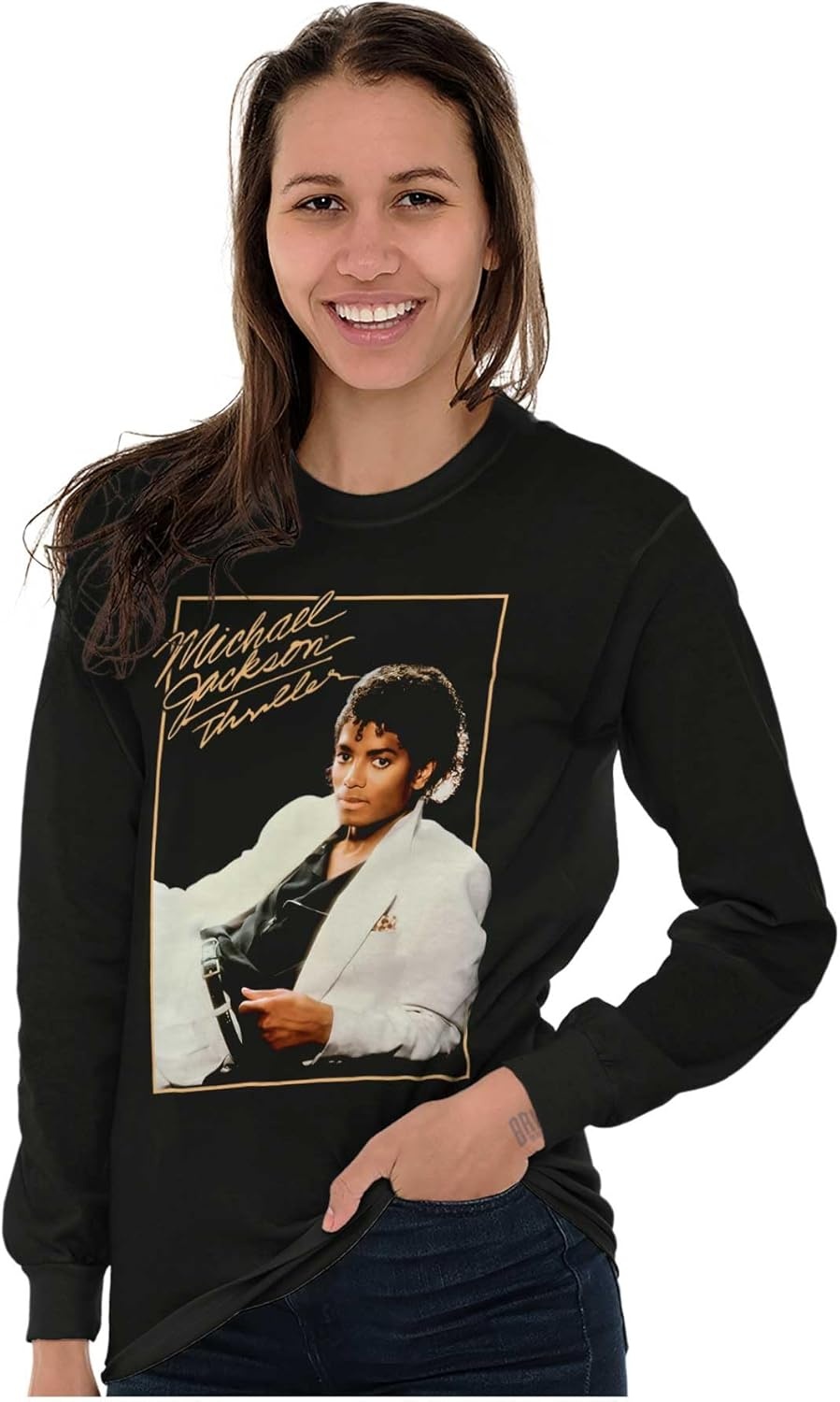 image:imageMichael Jackson Thriller Album Cover Long Sleeve Tshirt Men WomenBlack