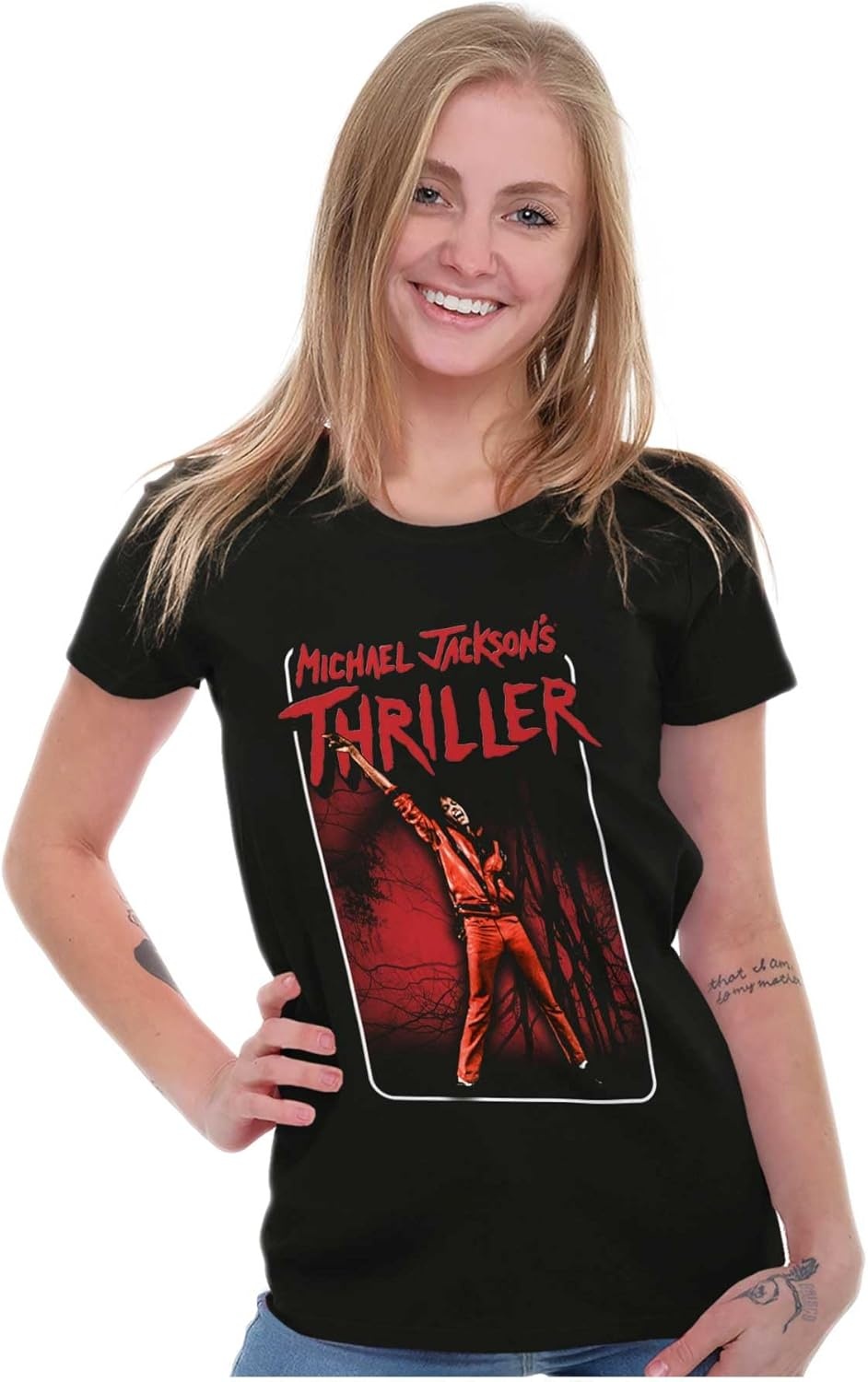 image:imageMichael Jackson Thriller Dance Music Womens Slim Fit Graphic TeeBlack