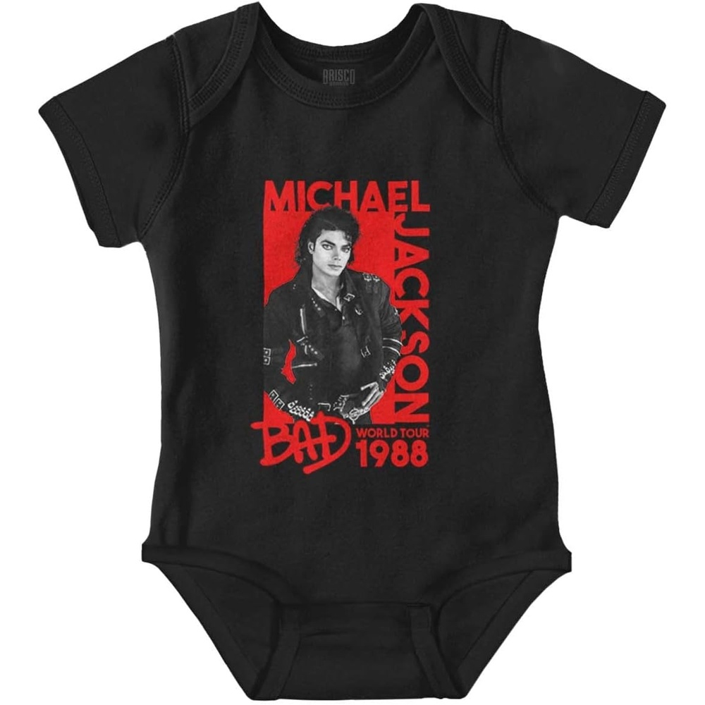image:imageBrisco Brands Michael Jackson Bad World Tour 1988 Baby Romper Boys or GirlsBlack
