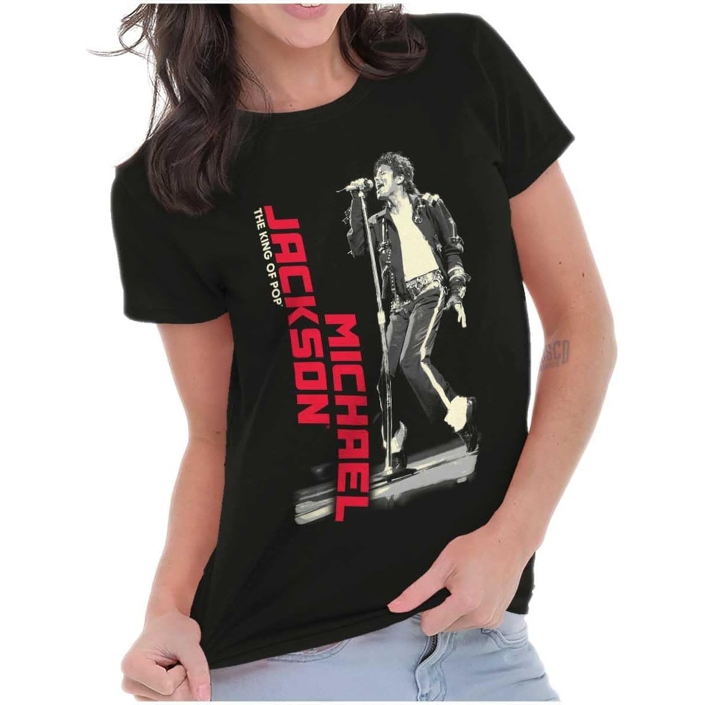 image:imageMichael Jackson King of Pop Toe Stand Womens Slim Fit Graphic TeeBlack