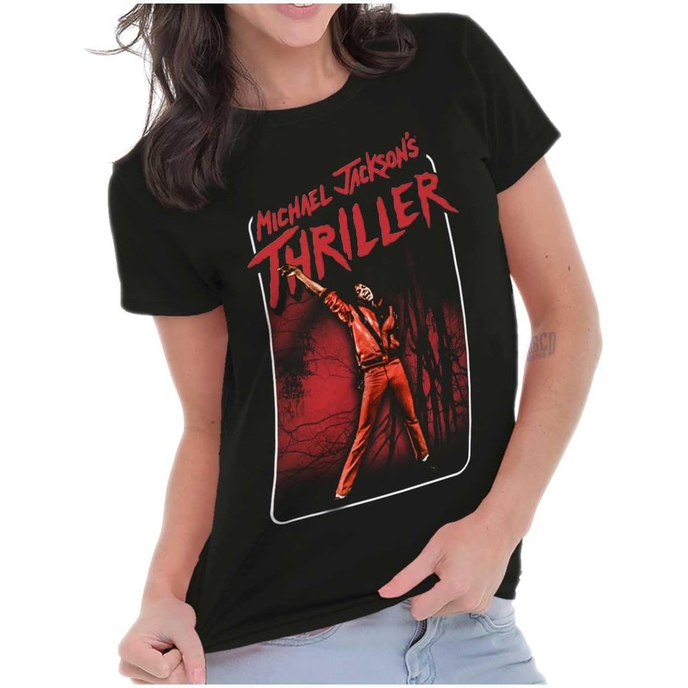 image:imageMichael Jackson Thriller Dance Music Womens Slim Fit Graphic TeeBlack