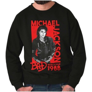 Brisco Brands Michael Jackson Bad World Tour 1988 Sweatshirt for Men or Women(Black)