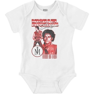 Brisco Brands Michael Jackson King of Pop Music Baby Romper Boys or Girls(White)