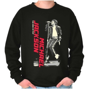 Brisco Brands Michael Jackson King of Pop Toe Stand Sweatshirt for Men or Women(Black)