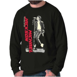 Michael Jackson King of Pop Toe Stand Long Sleeve Tshirt Men Women(Black)