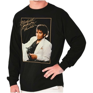 Michael Jackson Thriller Album Cover Long Sleeve Tshirt Men Women(Black)
