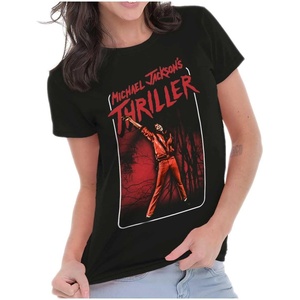Michael Jackson Thriller Dance Music Womens Slim Fit Graphic Tee(Black)