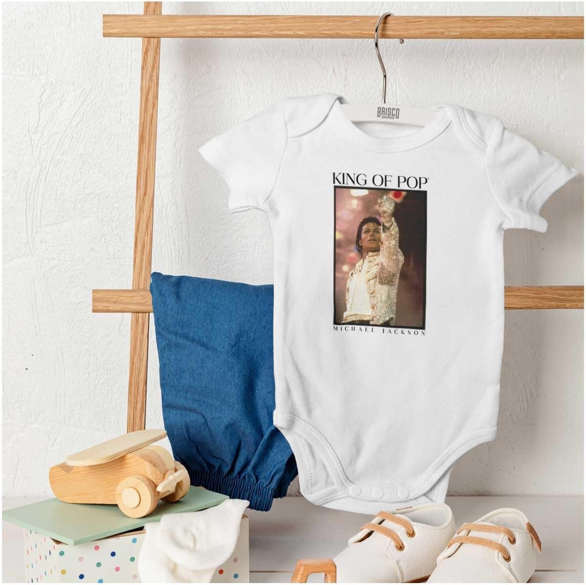 image:imageBrisco Brands Michael Jackson King of Pop HIStory Baby Romper Boys or GirlsWhite