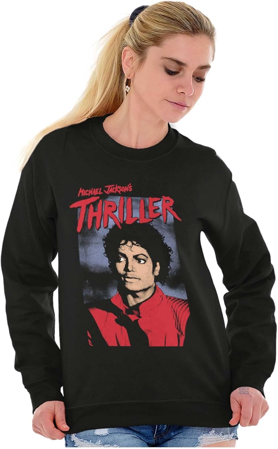image:imageBrisco Brands Michael Jackson King of Pop Thriller Sweatshirt for Men or WomenBlack