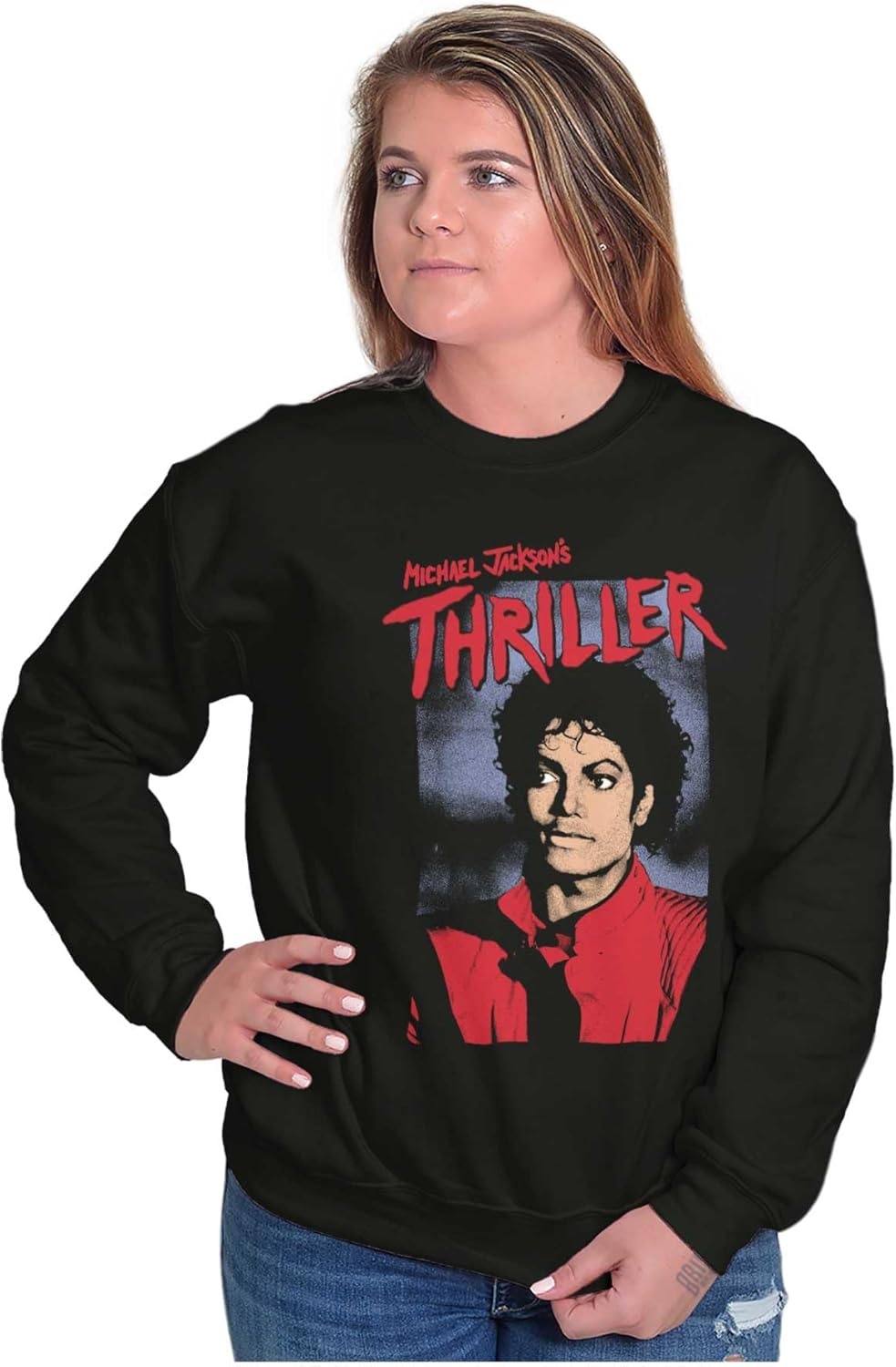 image:imageBrisco Brands Michael Jackson King of Pop Thriller Sweatshirt for Men or WomenBlack