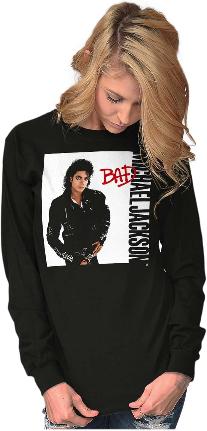 image:imageMichael Jackson Bad Album Cover Long Sleeve Tshirt Men WomenBlack