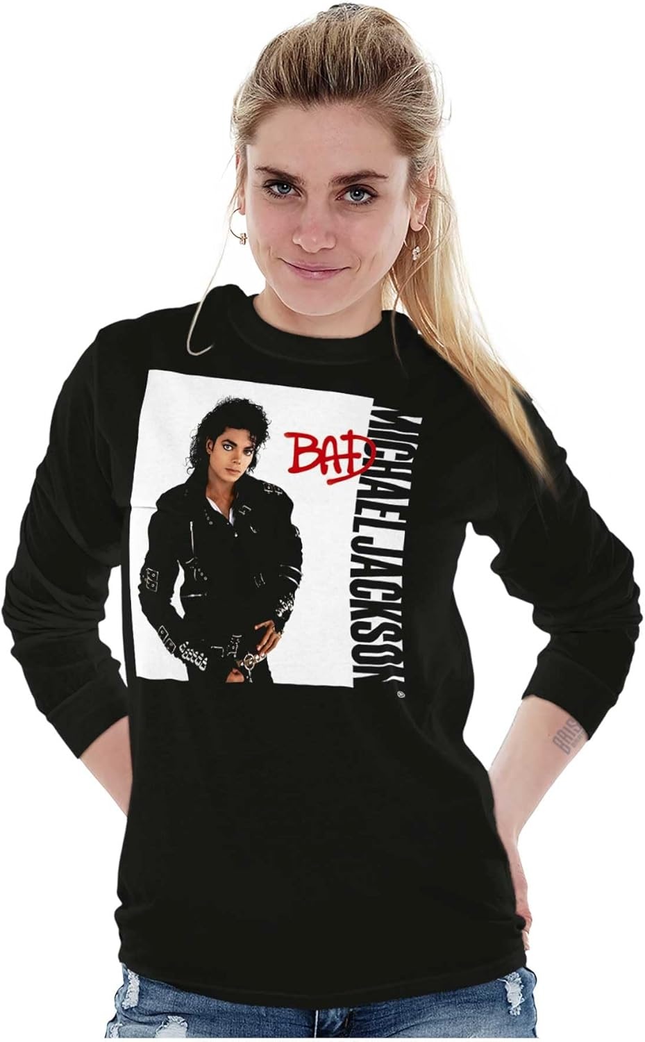 image:imageMichael Jackson Bad Album Cover Long Sleeve Tshirt Men WomenBlack