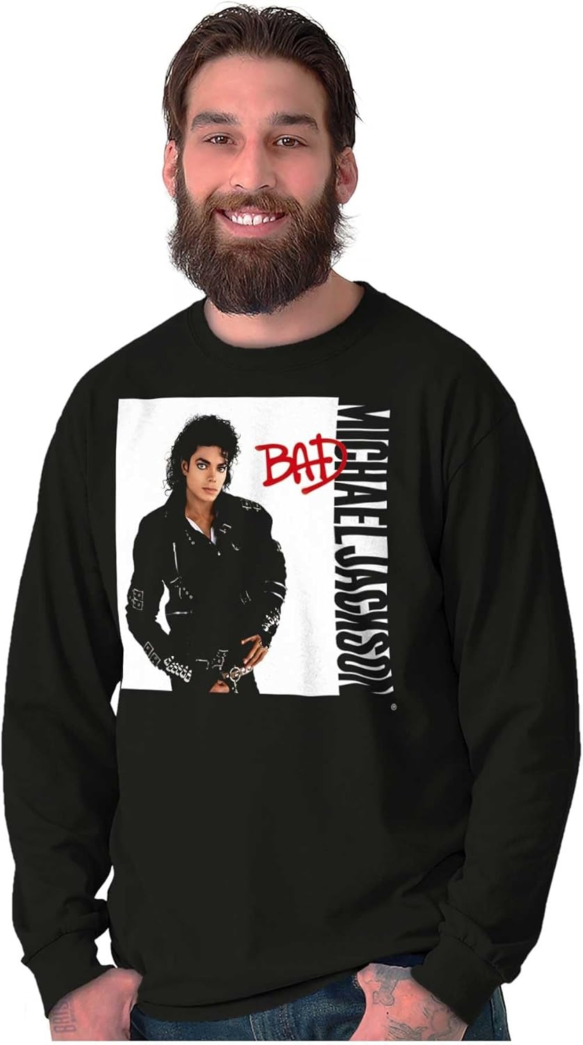 image:imageMichael Jackson Bad Album Cover Long Sleeve Tshirt Men WomenBlack