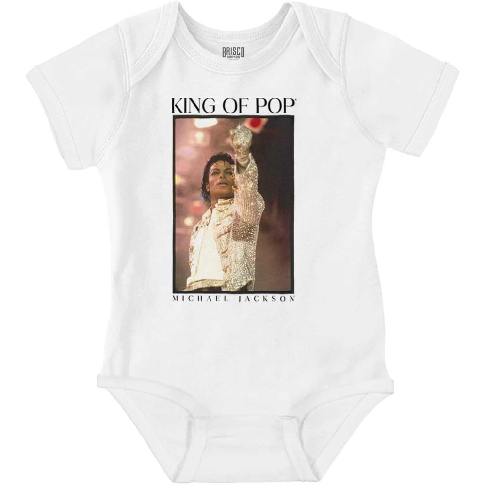 image:imageBrisco Brands Michael Jackson King of Pop HIStory Baby Romper Boys or GirlsWhite