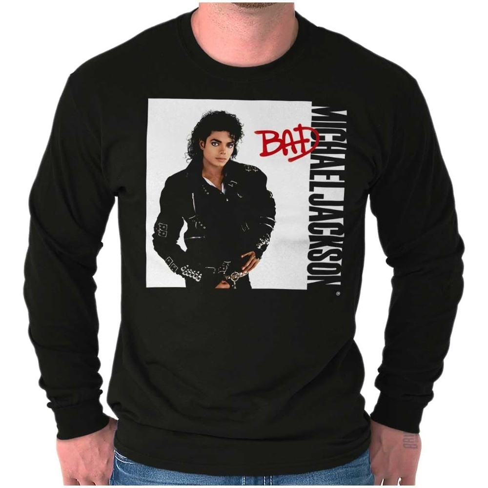 image:imageMichael Jackson Bad Album Cover Long Sleeve Tshirt Men WomenBlack