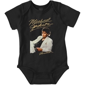 Brisco Brands Michael Jackson MJ Thriller Album Baby Romper Boys or Girls(Black)