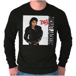 Michael Jackson Bad Album Cover Long Sleeve Tshirt Men Women(Black)