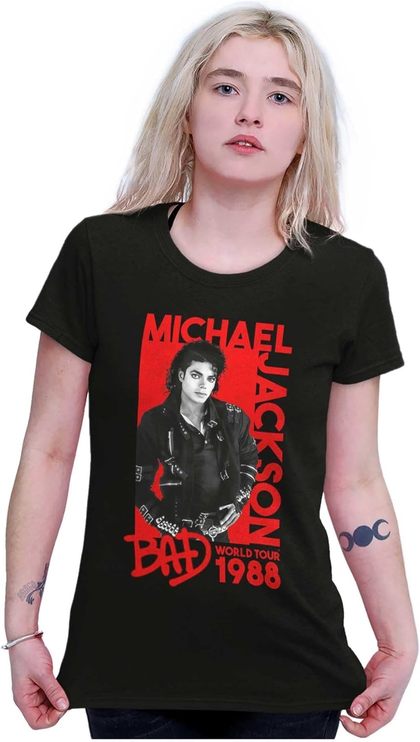 image:imageMichael Jackson Bad World Tour 1988 Womens Slim Fit Graphic TeeBlack