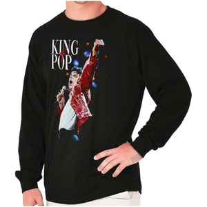Michael Jackson Beat It King o f Pop Long Sleeve Tshirt Men Women(Black)