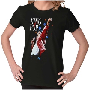 Michael Jackson Beat It King o f Pop Womens Slim Fit Graphic Tee(Black)