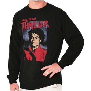 Michael Jackson King of Pop Thriller Long Sleeve Tshirt Men Women(Black)