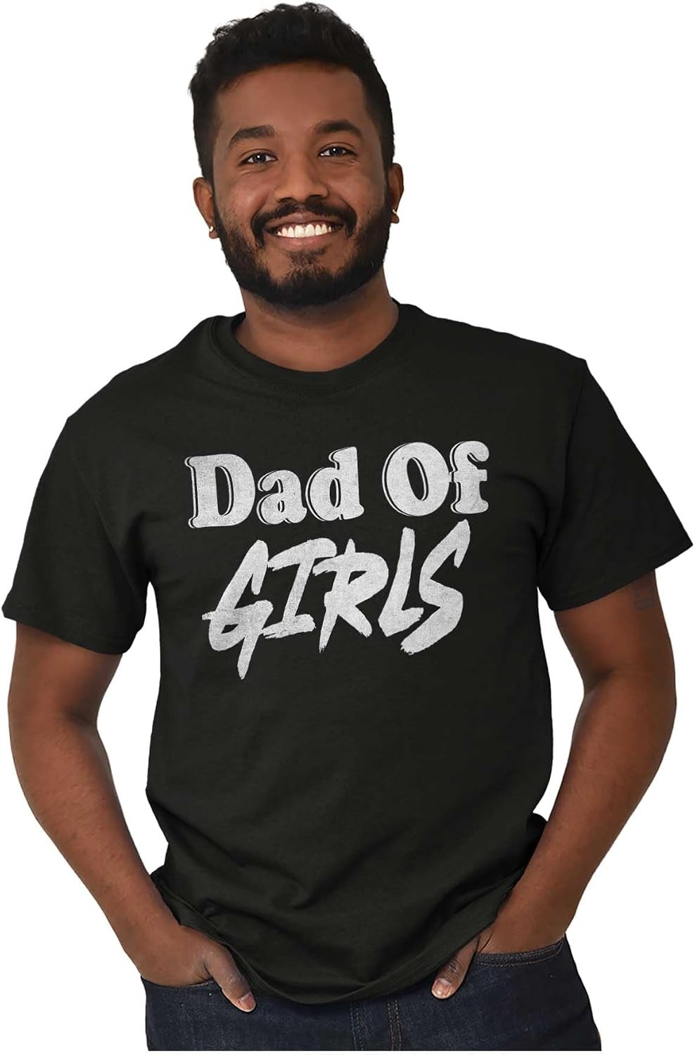 image:imageBrisco Brands Fathers Day Dad of Kids Boys Girls Mens Graphic Tee ShirtBlack Dad of Girls