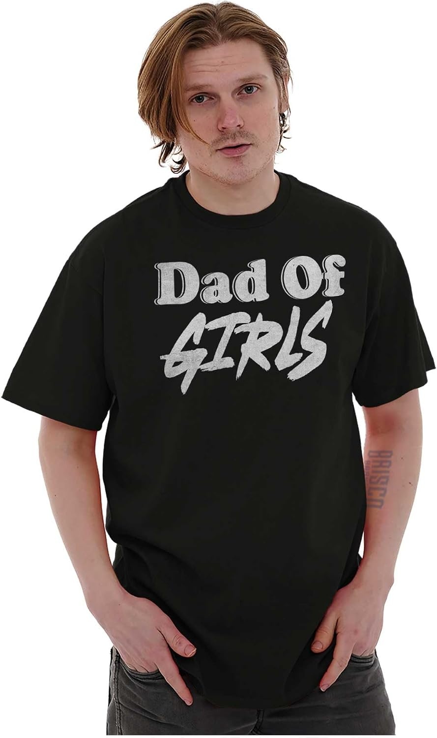 image:imageBrisco Brands Fathers Day Dad of Kids Boys Girls Mens Graphic Tee ShirtBlack Dad of Girls
