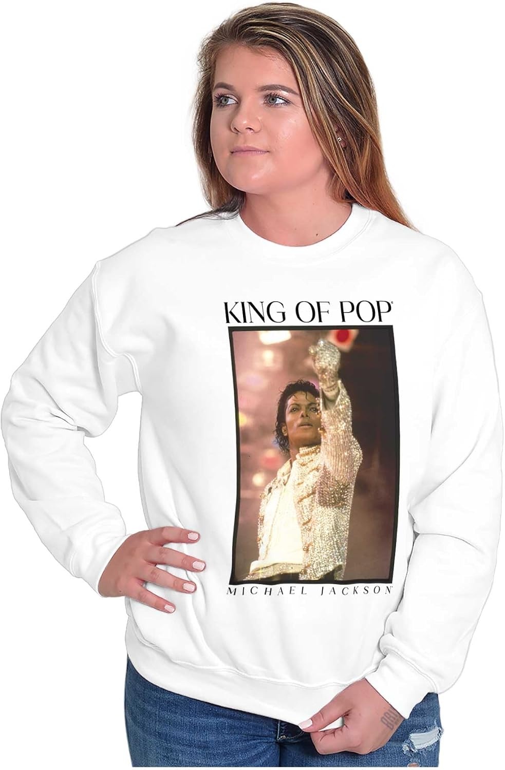 image:imageBrisco Brands Michael Jackson King of Pop HIStory Sweatshirt for Men or WomenWhite